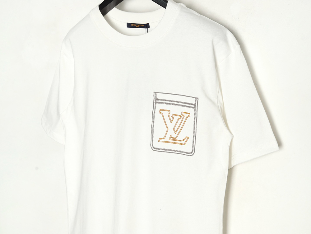 Louis Vuitton Line Fake Pockets Embroidered Short Sleeves