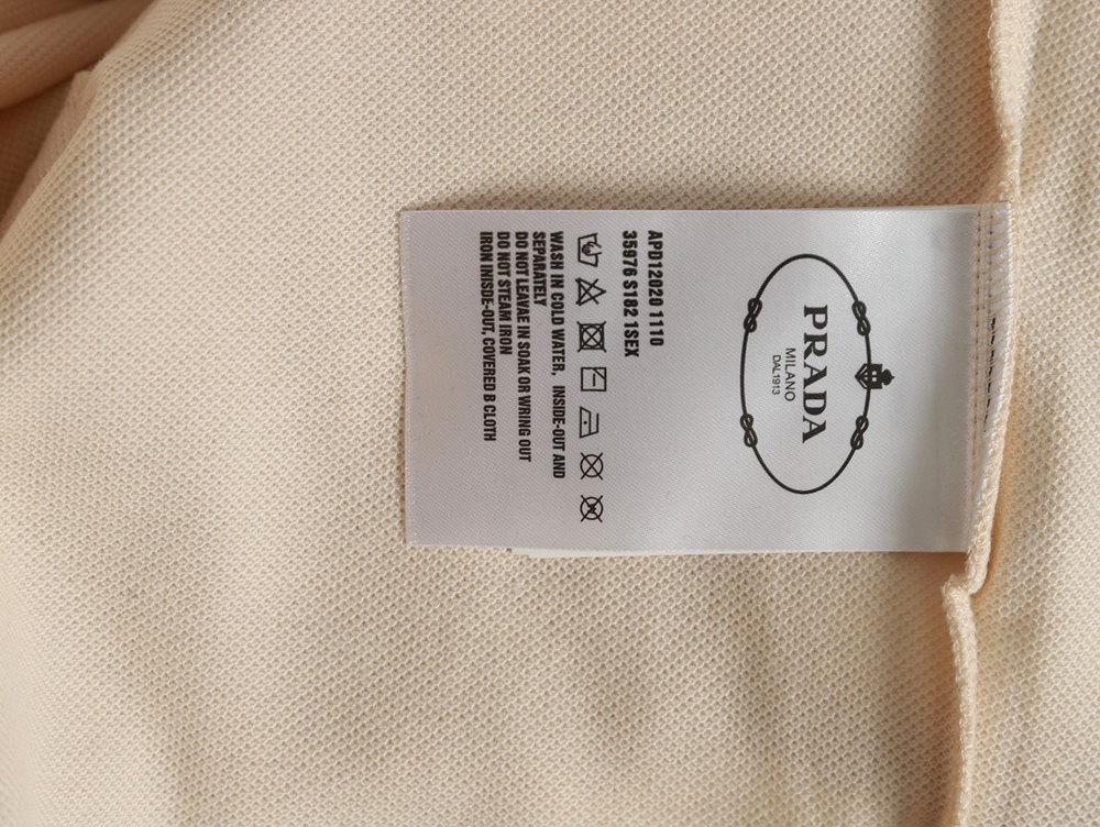 Prada chest triangle logo double bars short sleeve polo shirt