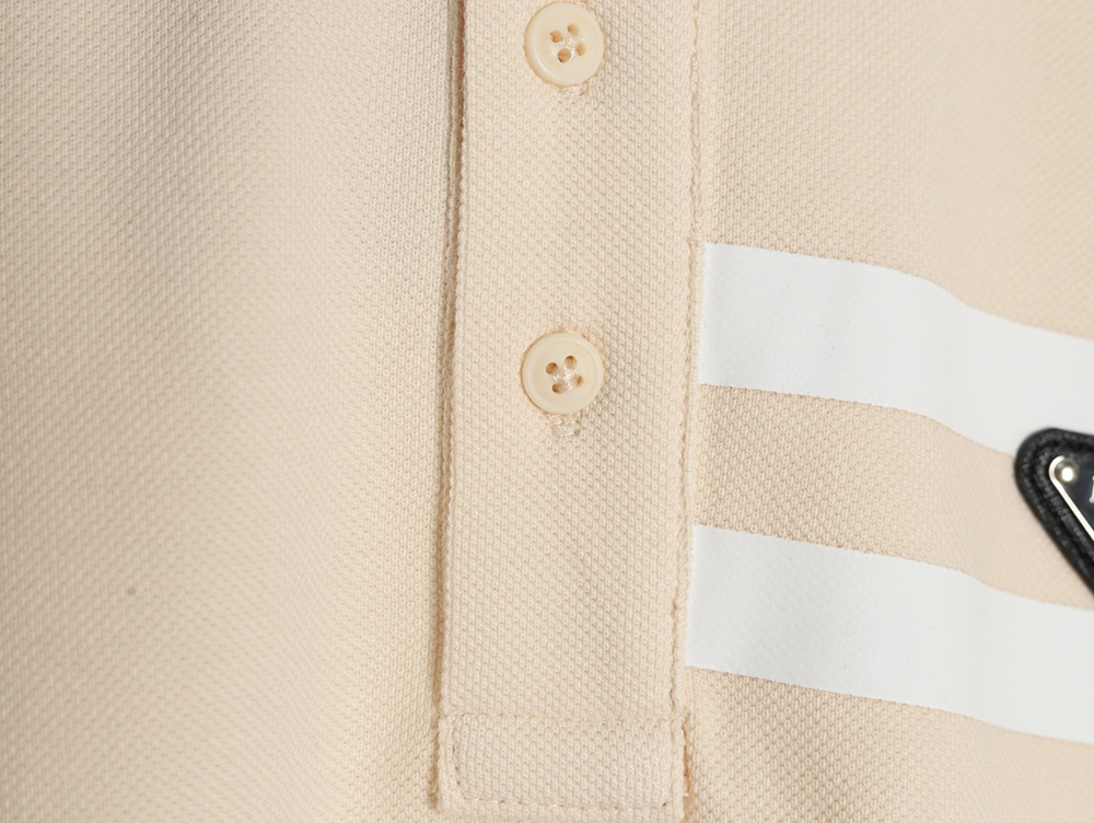 Prada chest triangle logo double bars short sleeve polo shirt