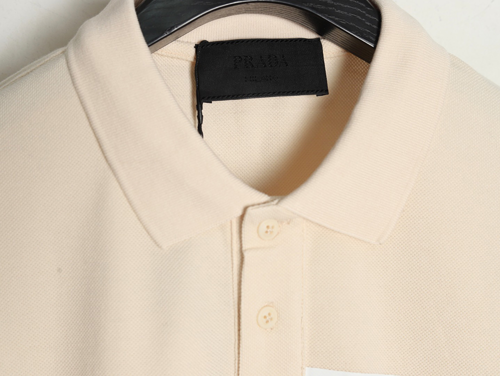 Prada chest triangle logo double bars short sleeve polo shirt
