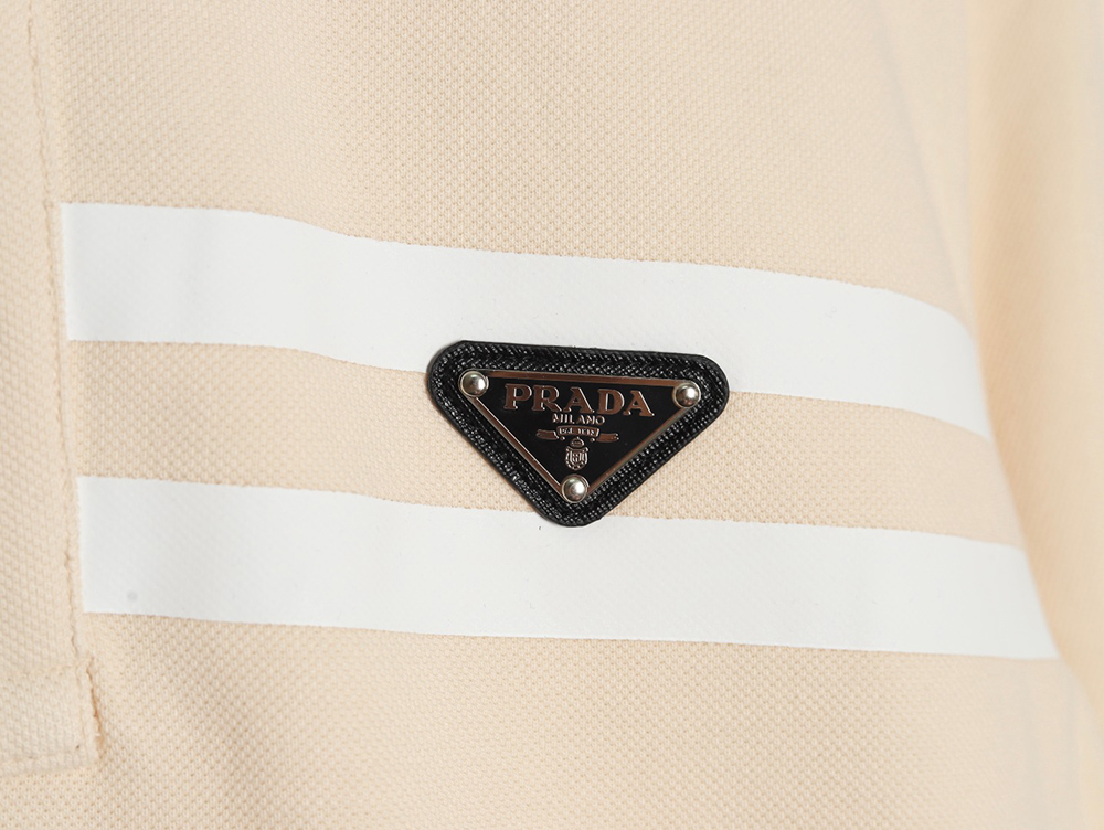 Prada chest triangle logo double bars short sleeve polo shirt