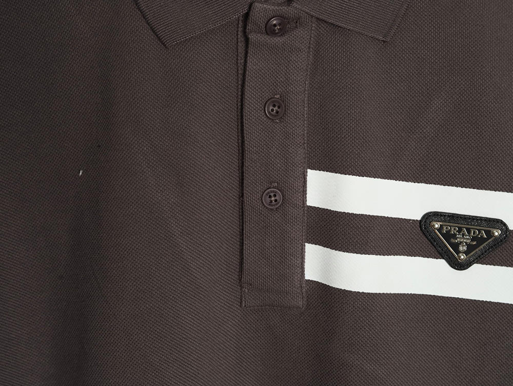Prada chest triangle logo double bars short sleeve polo shirt TSK1