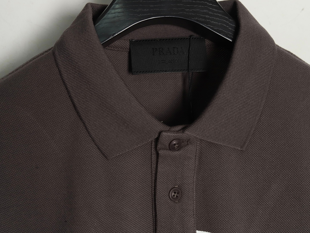 Prada chest triangle logo double bars short sleeve polo shirt TSK1