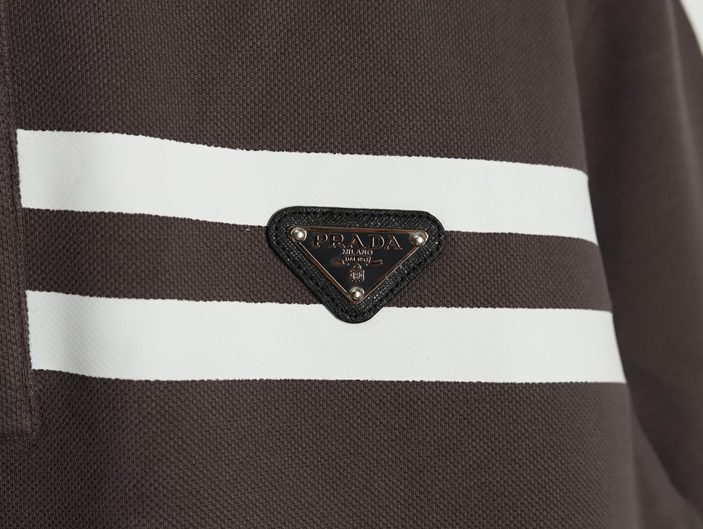 Prada chest triangle logo double bars short sleeve polo shirt TSK1