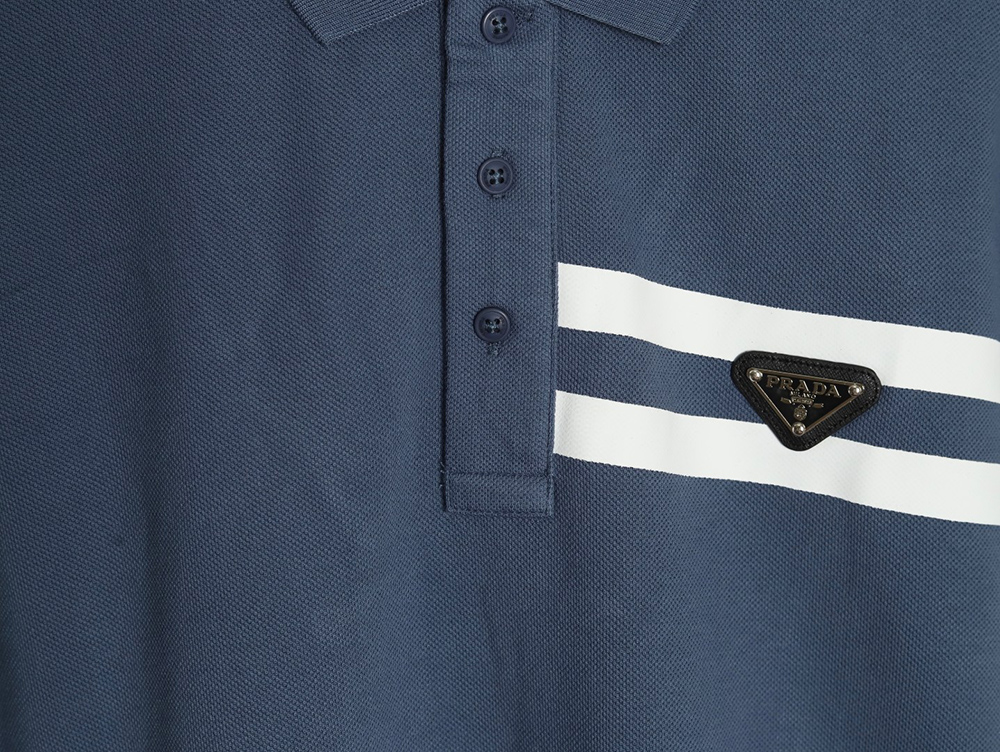 Prada chest triangle logo double bars short sleeve polo shirt TSK2