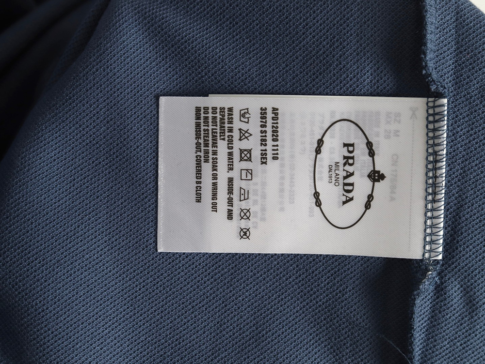 Prada chest triangle logo double bars short sleeve polo shirt TSK2