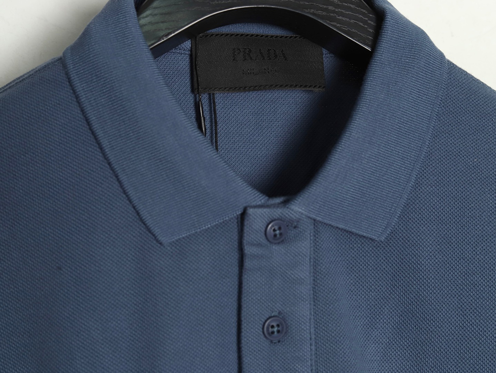 Prada chest triangle logo double bars short sleeve polo shirt TSK2