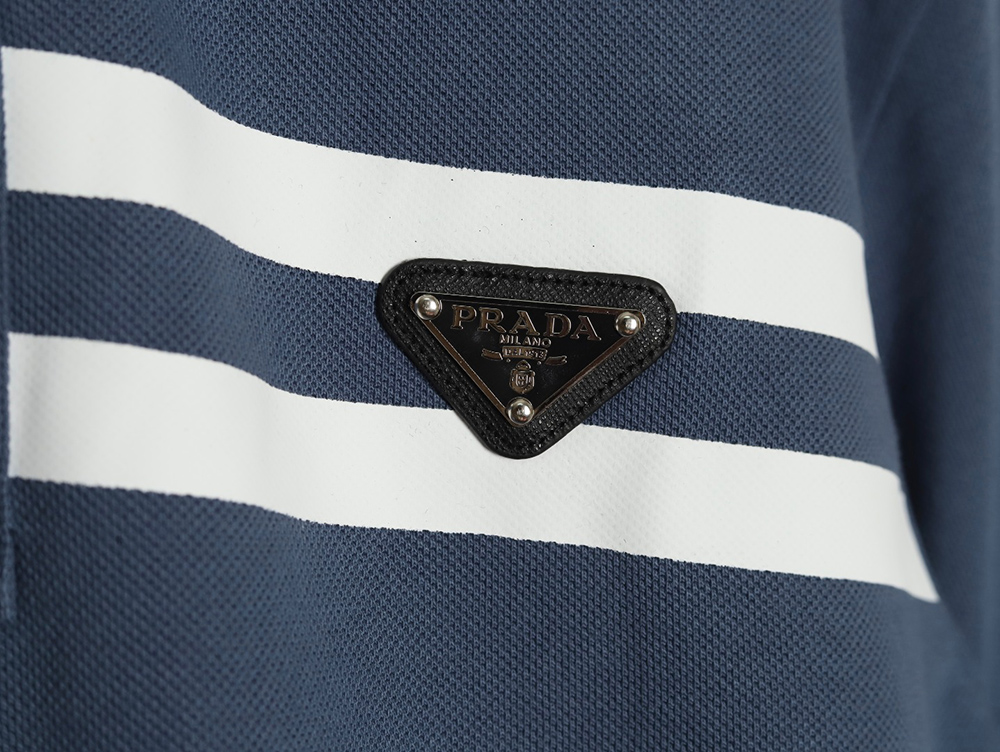 Prada chest triangle logo double bars short sleeve polo shirt TSK2