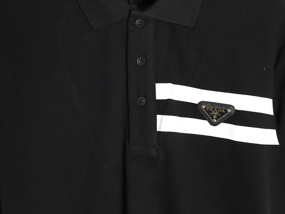 Prada chest triangle logo double bars short sleeve polo shirt TSK3