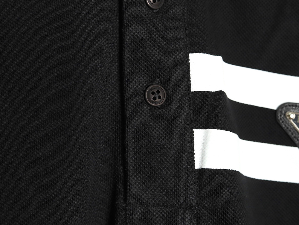 Prada chest triangle logo double bars short sleeve polo shirt TSK3