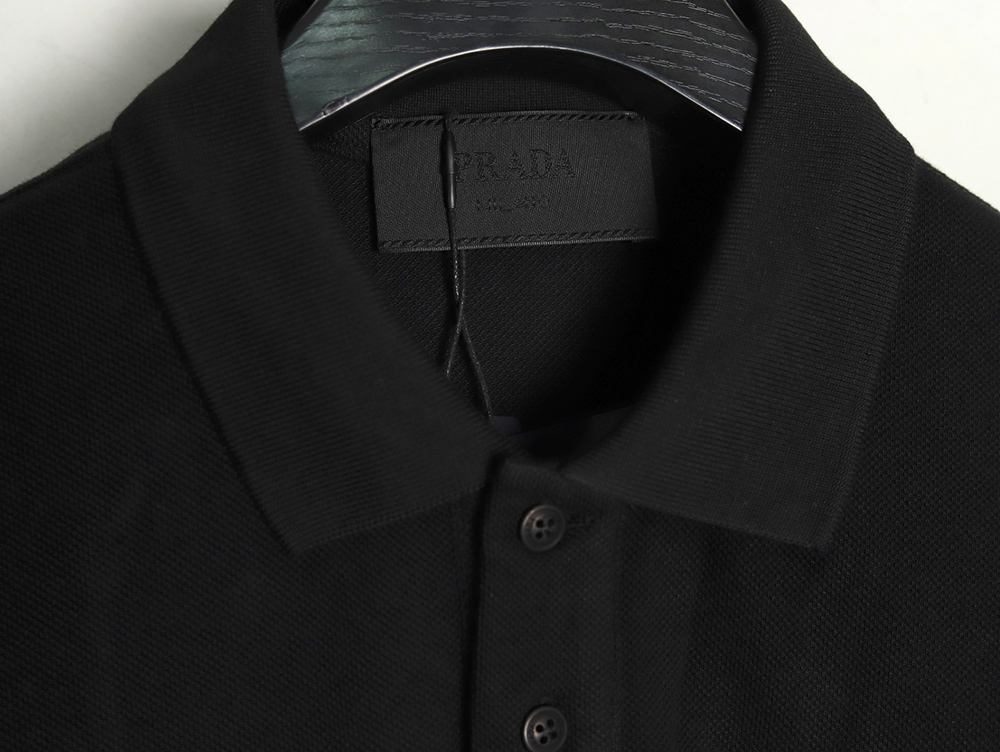 Prada chest triangle logo double bars short sleeve polo shirt TSK3