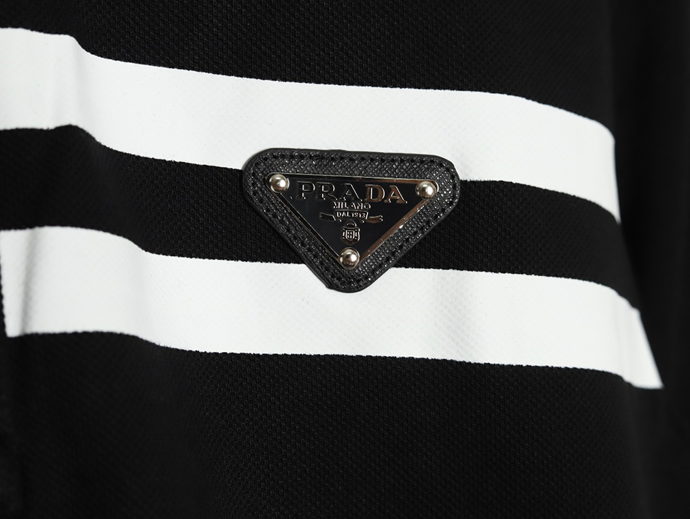 Prada chest triangle logo double bars short sleeve polo shirt TSK3