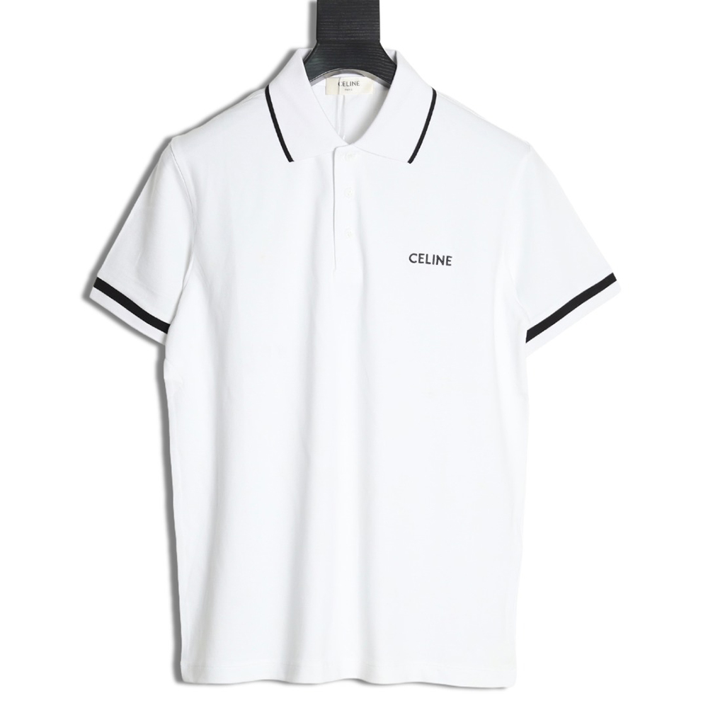 Celine classic embroidered small logo Polo short sleeve