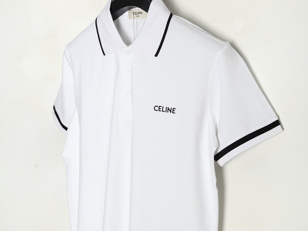 Celine classic embroidered small logo Polo short sleeve