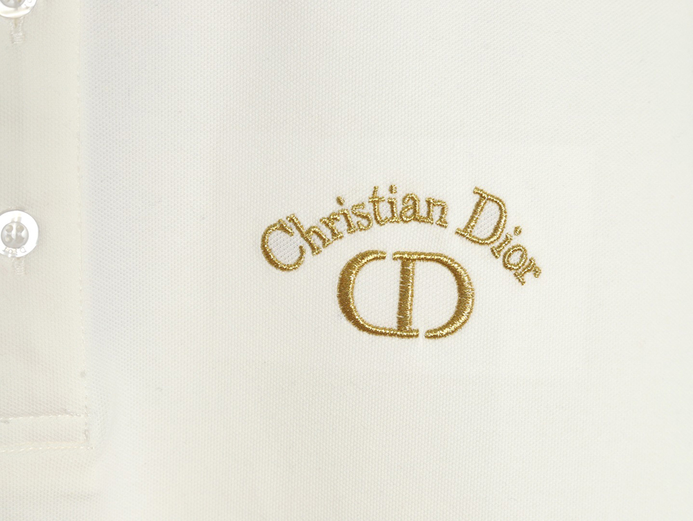 Dior CD gold embroidered letters Polo short sleeve