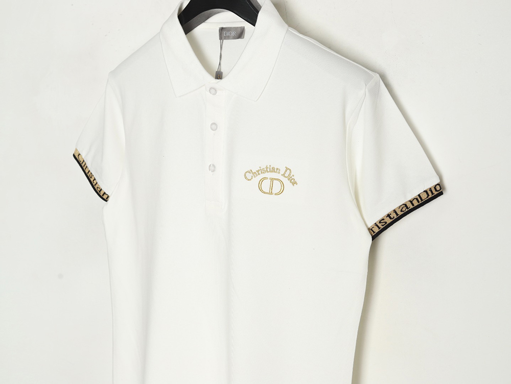 Dior CD gold embroidered letters Polo short sleeve