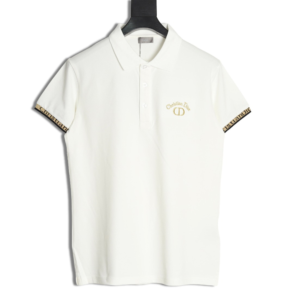 Dior CD gold embroidered letters Polo short sleeve