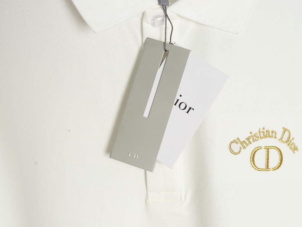 Dior CD gold embroidered letters Polo short sleeve