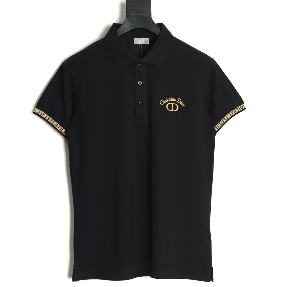 Dior CD gold embroidered letters Polo short sleeve TSK1