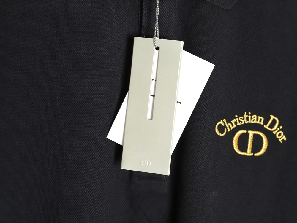 Dior CD gold embroidered letters Polo short sleeve TSK1