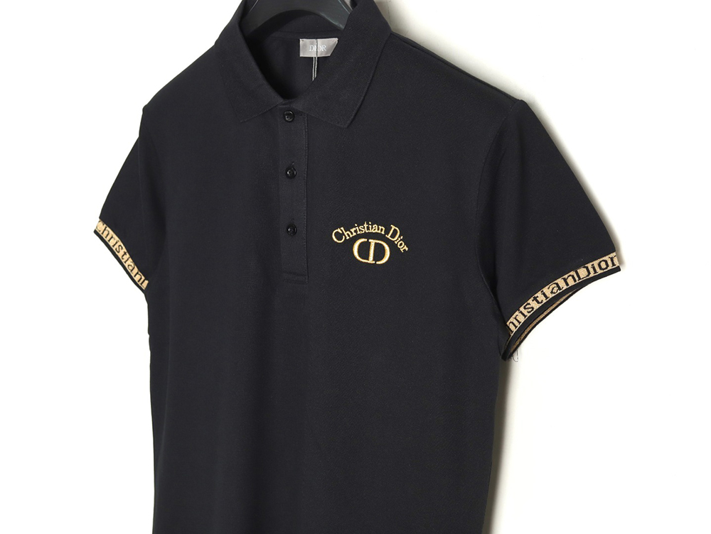 Dior CD gold embroidered letters Polo short sleeve TSK1