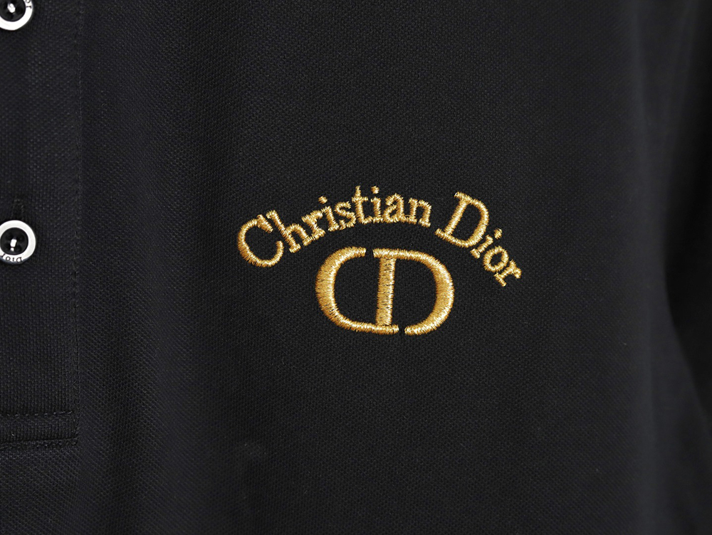 Dior CD gold embroidered letters Polo short sleeve TSK1