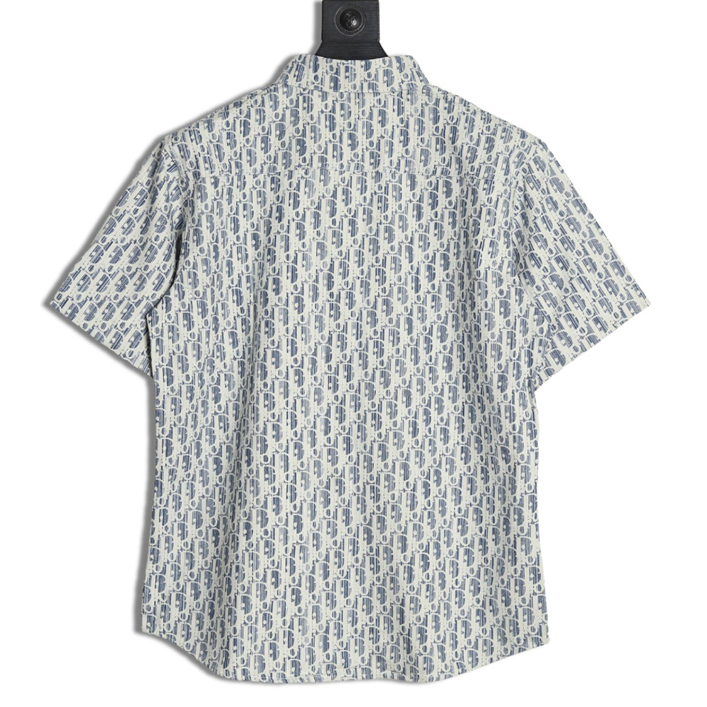 Dior all over print jacquard denim short sleeve shirt