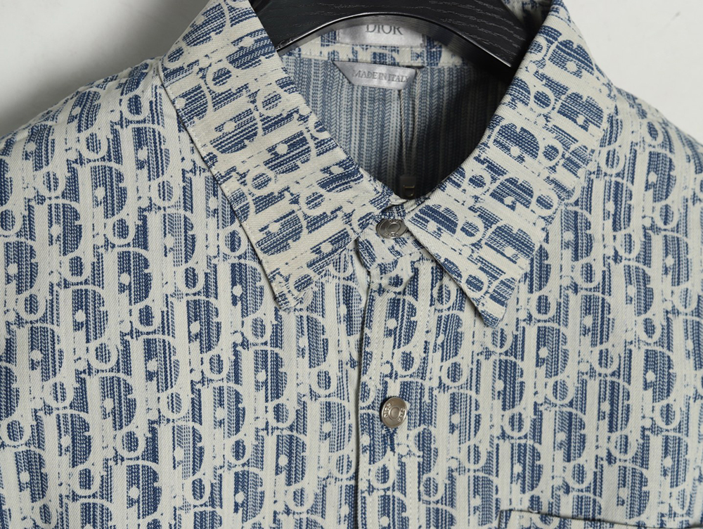 Dior all over print jacquard denim short sleeve shirt