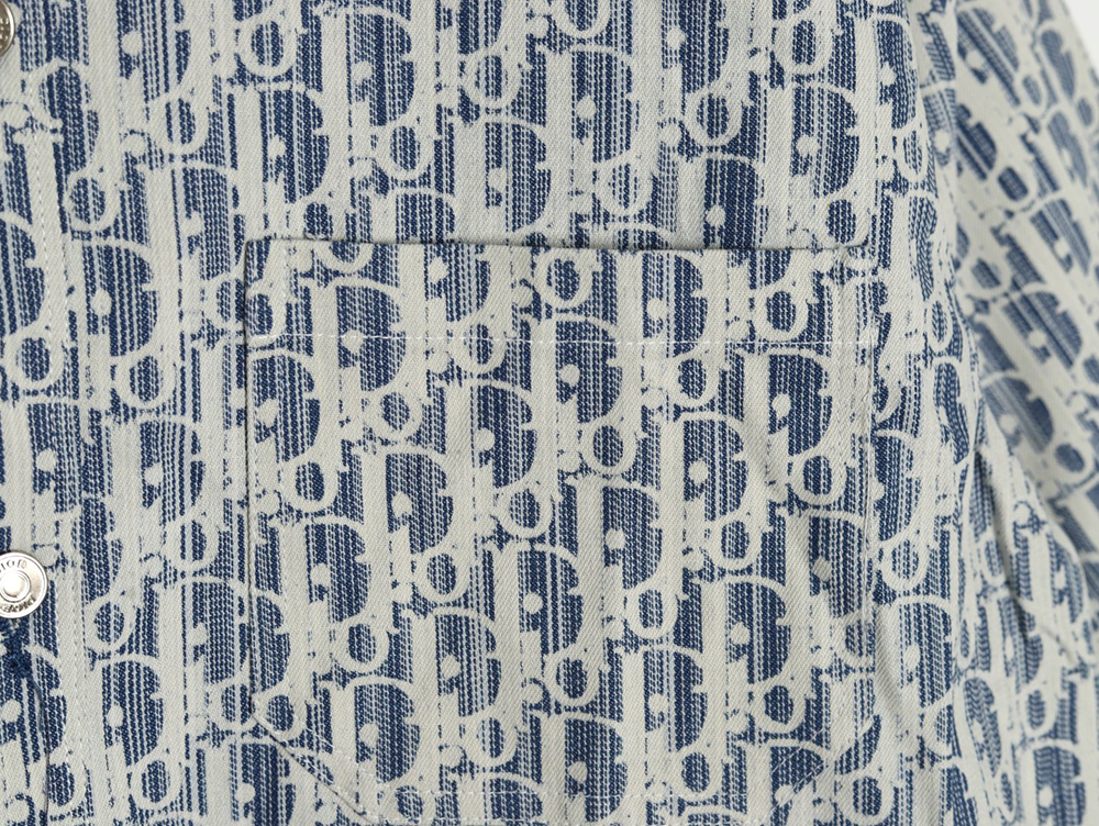Dior all over print jacquard denim short sleeve shirt