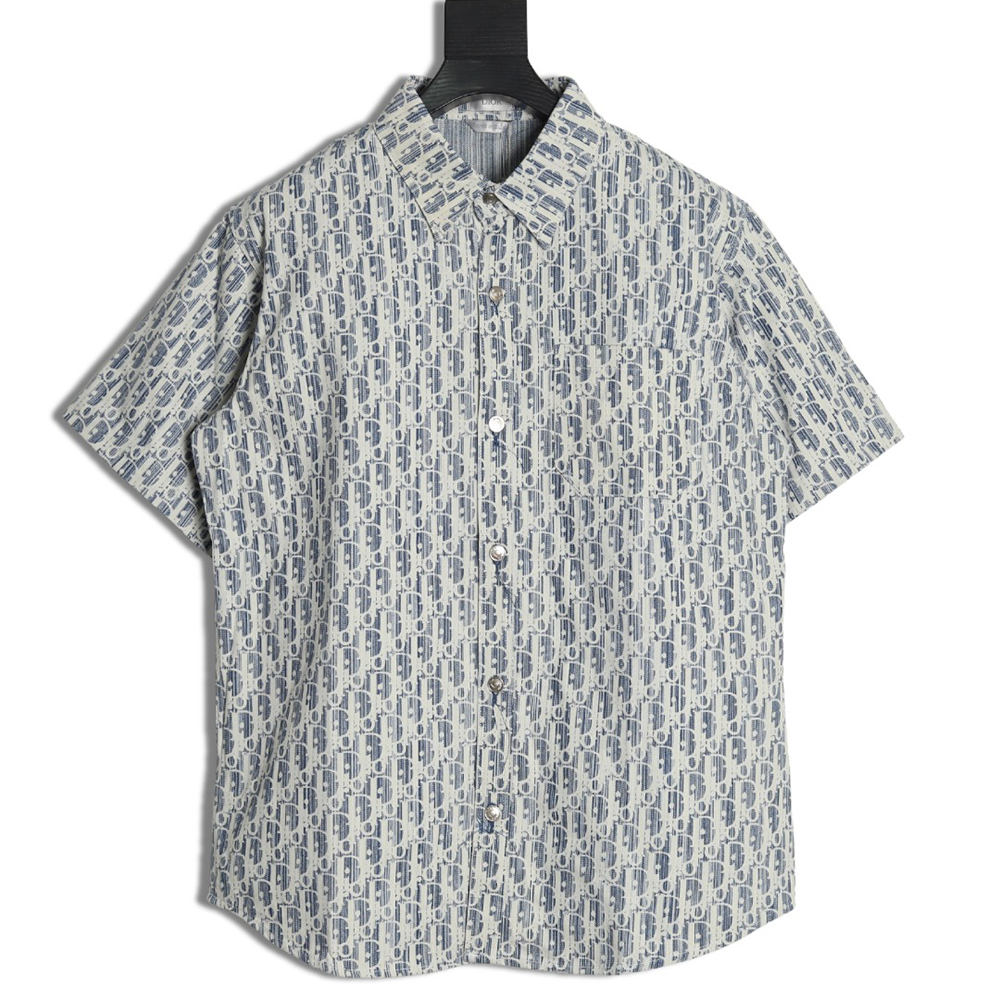 Dior all over print jacquard denim short sleeve shirt