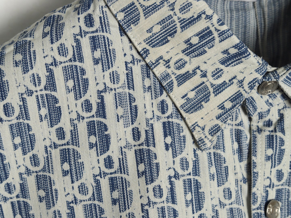Dior all over print jacquard denim short sleeve shirt