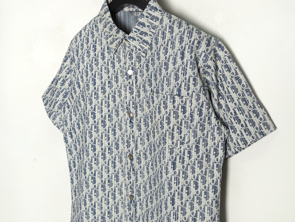 Dior all over print jacquard denim short sleeve shirt