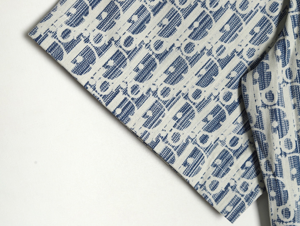 Dior all over print jacquard denim short sleeve shirt