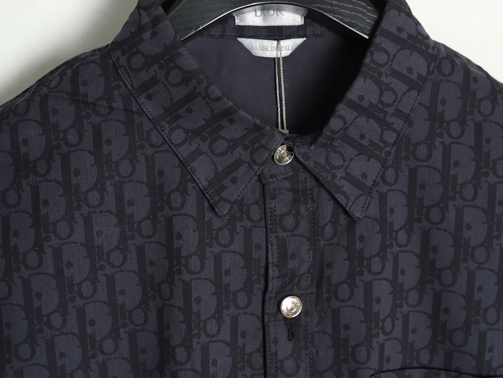 Dior all over print jacquard denim short sleeve shirt tsk1