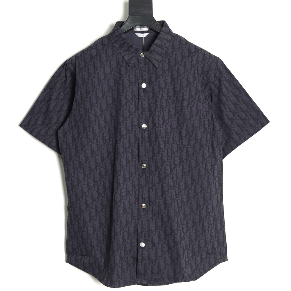 Dior all over print jacquard denim short sleeve shirt tsk1