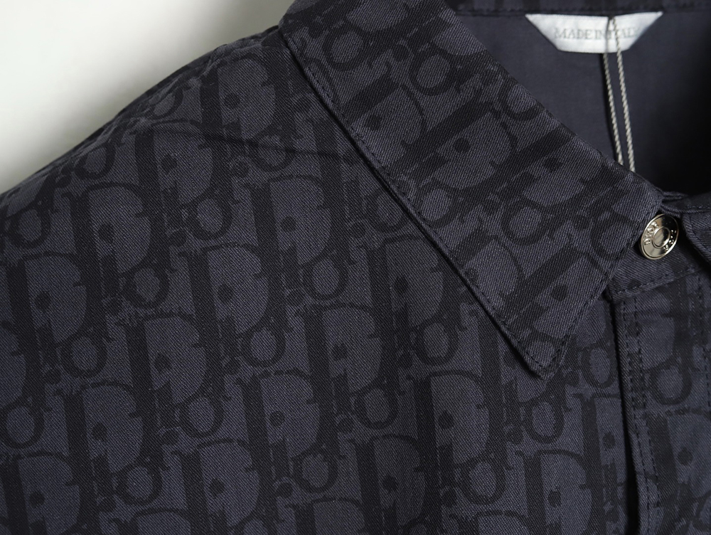 Dior all over print jacquard denim short sleeve shirt tsk1