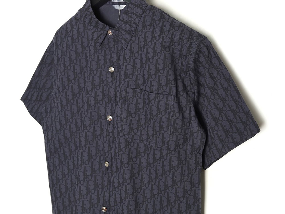 Dior all over print jacquard denim short sleeve shirt tsk1