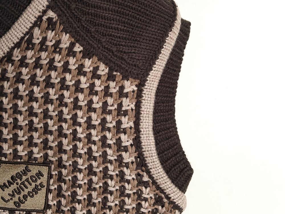 Louis Vuitton Brown Check Jacquard Knit Vest
