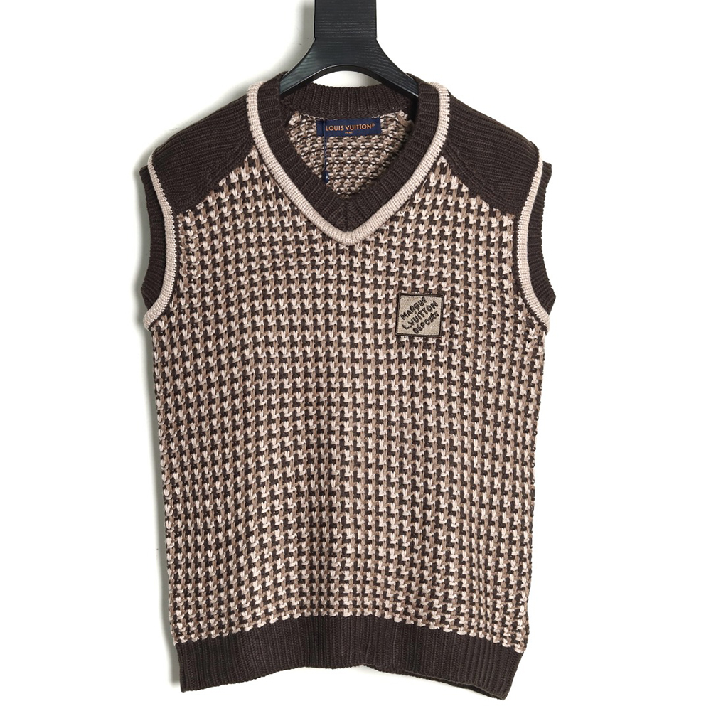 Louis Vuitton Brown Check Jacquard Knit Vest