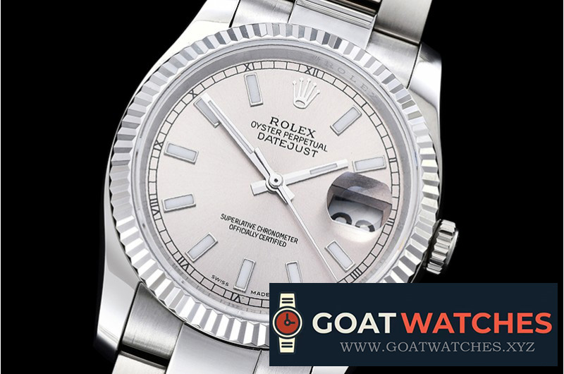 Rolex - DJ 36mm Oyst Flt SS/SS Light Grey Stk BP A3135 Mod