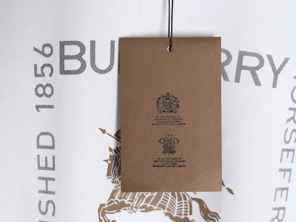 Burberry Square Letter Gold Warhorse Printed Short Sleeve T-Shirt