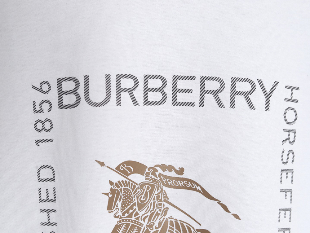 Burberry Square Letter Gold Warhorse Printed Short Sleeve T-Shirt