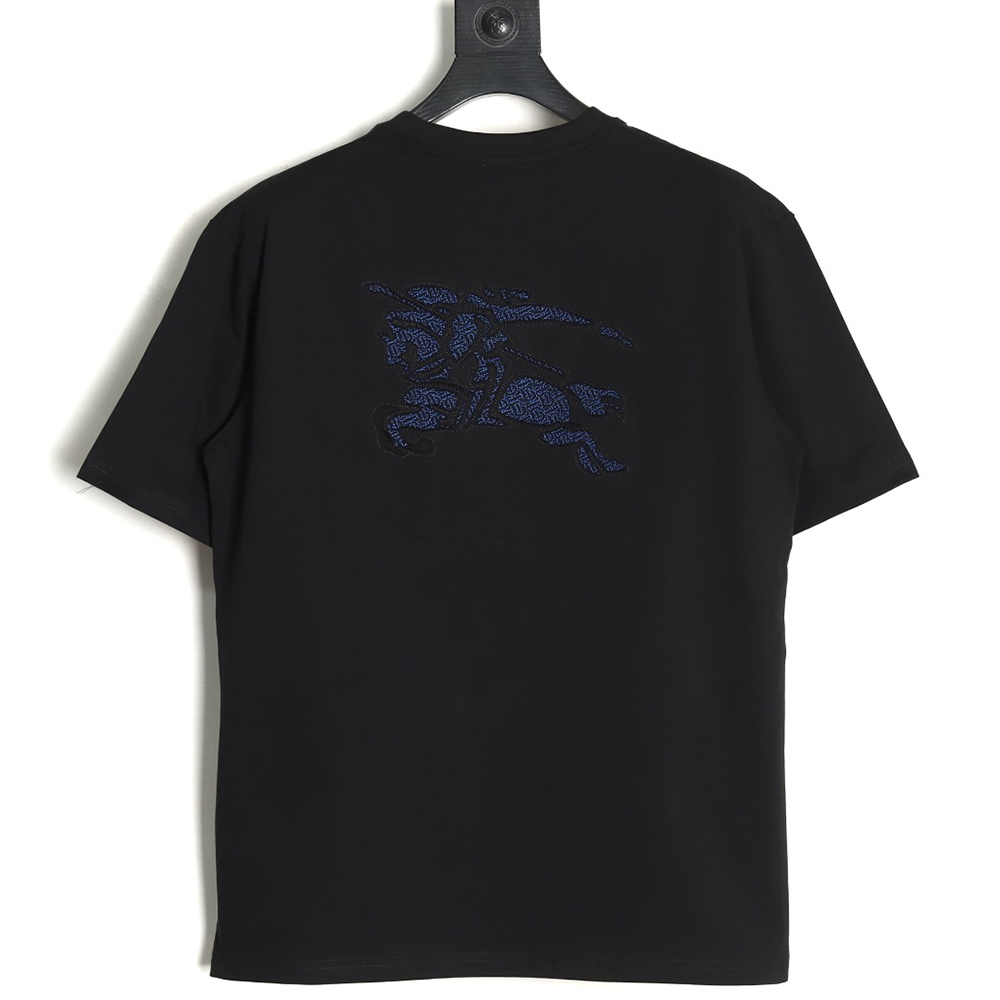 Burberry Back Hollow Out Applique War Horse Short Sleeve T-Shirt TSK1