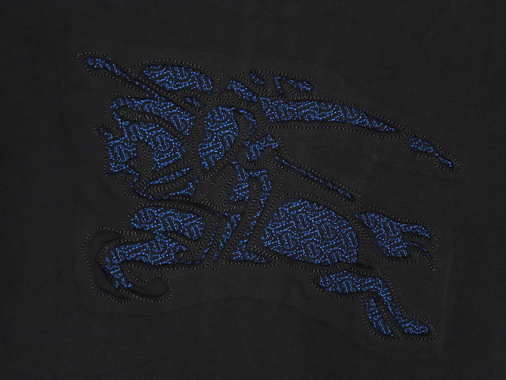 Burberry Back Hollow Out Applique War Horse Short Sleeve T-Shirt TSK1