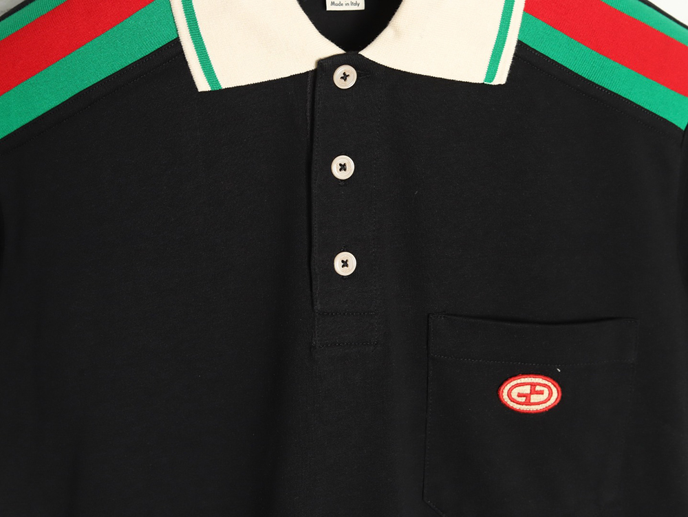 Gucci Shoulder Red Green Web Polo Short Sleeve