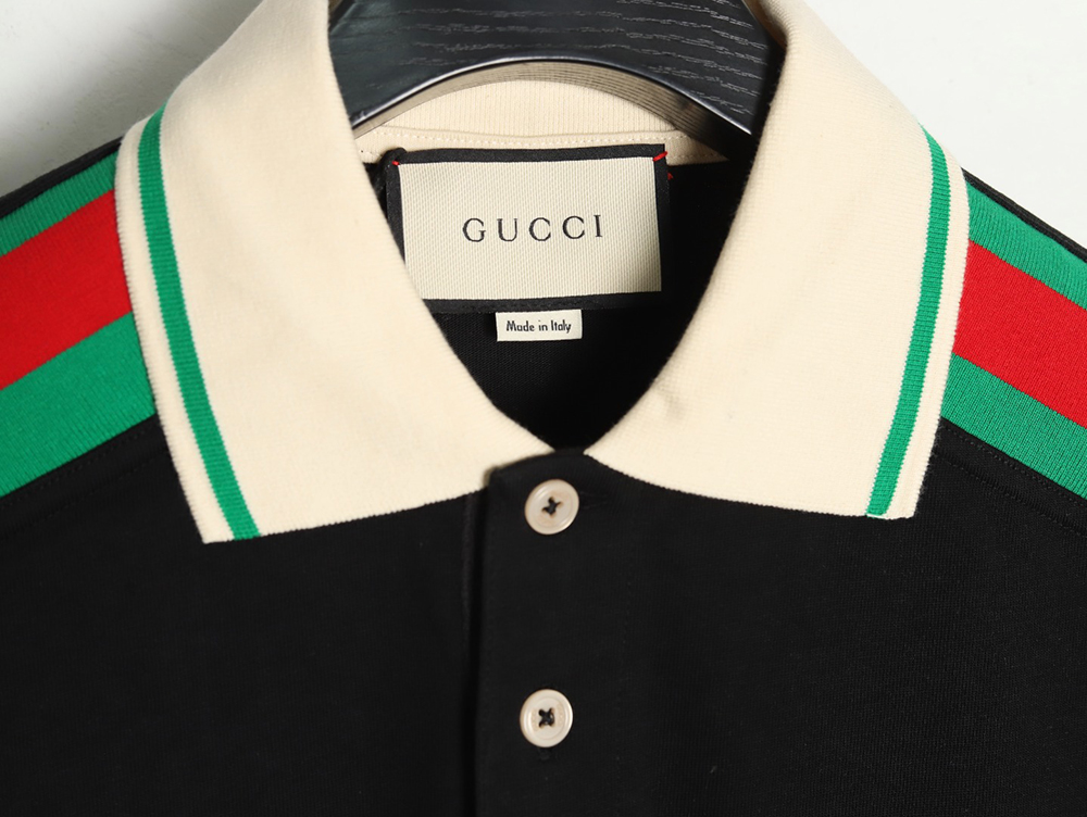 Gucci Shoulder Red Green Web Polo Short Sleeve