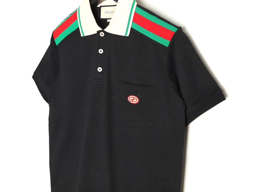 Gucci Shoulder Red Green Web Polo Short Sleeve