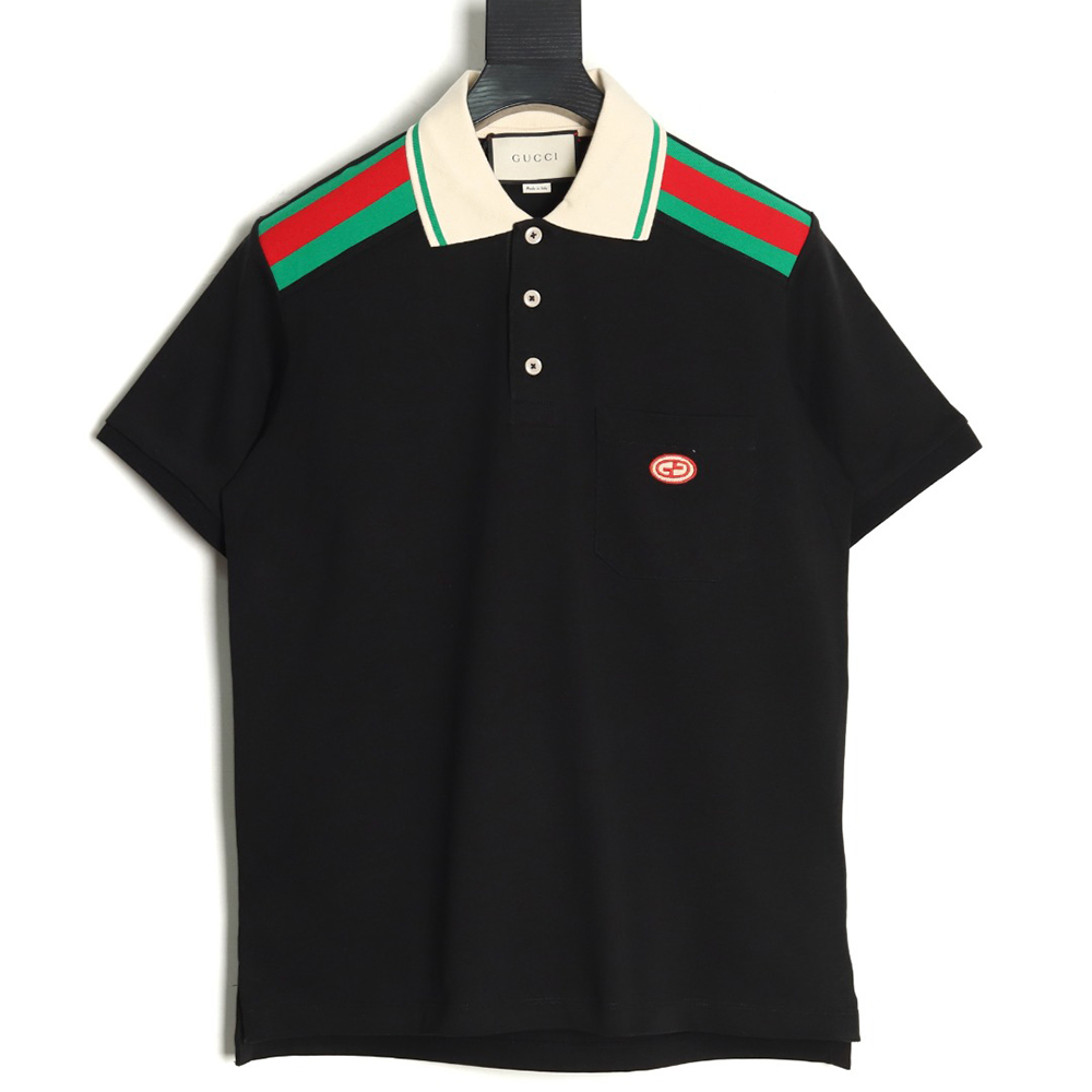 Gucci Shoulder Red Green Web Polo Short Sleeve