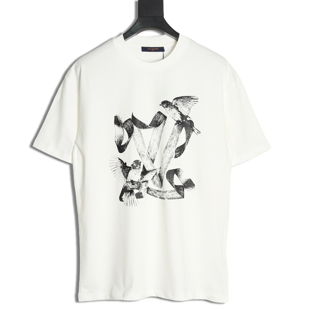Louis Vuitton White Dove Print Short Sleeve T-shirt