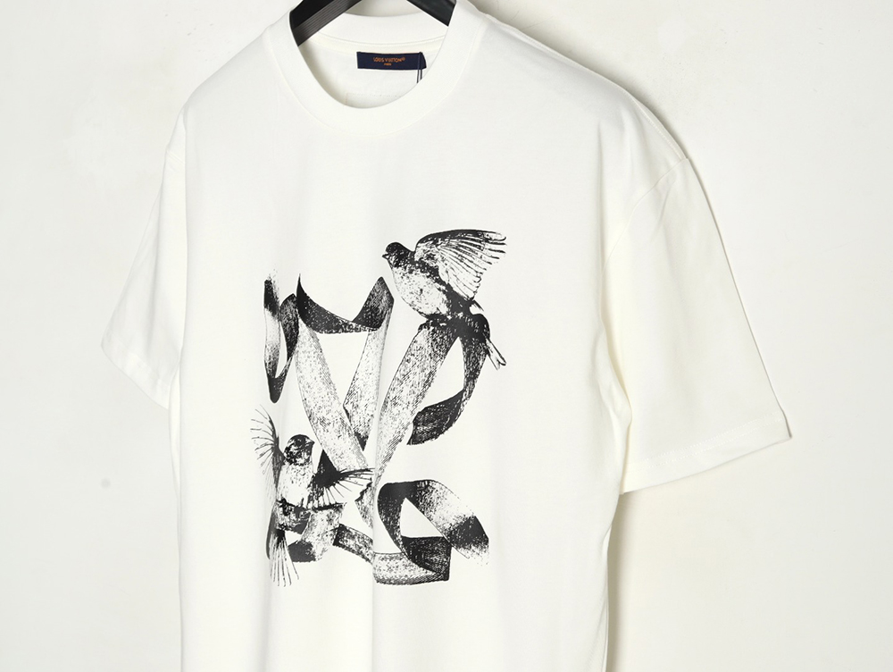 Louis Vuitton White Dove Print Short Sleeve T-shirt
